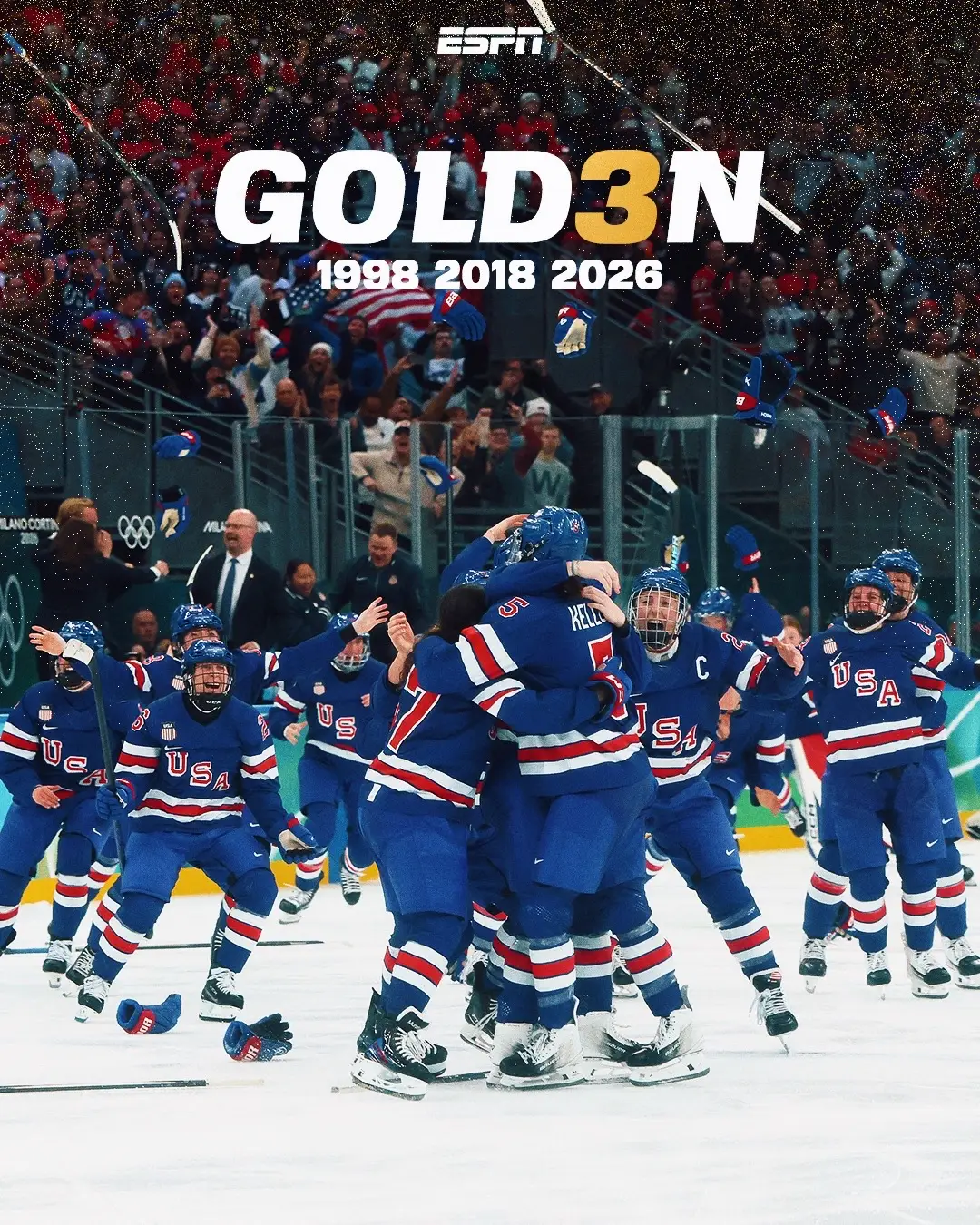 USA WOMEN'S HOCKEY TAKE HOME THE GOLD FOR THE THIRD TIME! 🇺🇸🥇 The first time since 2018! #usa #espnw #hockey #olympics 