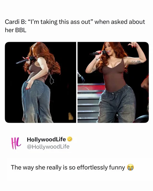 When Cardi B declared she was “taking this a*s out” in reference to dissolving her BBL, the internet immediately locked in. Known for her unfiltered honesty, Cardi didn’t shy away from addressing her cosmetic surgery head-on, explaining that she wanted to reverse some of her previous enhancements and focus on feeling healthier and more comfortable in her own body. The comment sparked major conversation about beauty standards, transparency in the industry, and the pressure celebrities face to maintain exaggerated curves. As always, Cardi controlled the narrative herself — turning what could’ve been tabloid speculation into a candid, viral moment that reminded fans why her openness continues to resonate so strongly. (📸 Via Getty Images) #cardib 