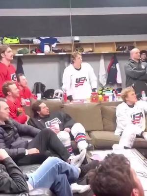 GOLDEN reactions to a GOLDEN moment!🥇🤩 #OlympiansMadeHere #NCAAHockey #usahockey #olympics #goldmedals 