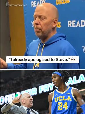 UCLA HC Mick Cronin apologized for ejecting Steven Jamerson II vs. No. 15 Michigan State. (via Tracy_McDannald/X) #ucla #uclabasketball #collegebasketball 