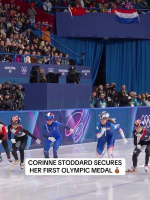 Corinne Stoddard earns her first #WinterOlympics medal and the first U.S. Olympic medal in the women’s short track speed skating 1500m! #speedskating