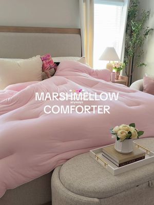 the FLUFF ☁️ oh she’s worth all the hype she’s getting 💕😴 double-stuffed baby pink comforter of my DREAMS and she’s on sale rn 🤍 #mellowsleep #marshmellowcomforter #comforter #bedroominspo #bedding @Mellow Sleep 
