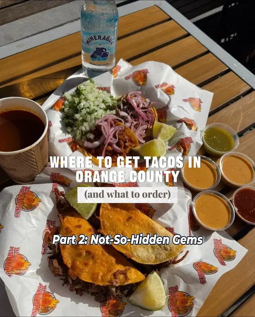 🌮 Orange County Taco Guide 🌮 Part 2: The Not-So-Hidden Gems Switching it up with a lineup of spots that cover a wide range of styles and flavors. From Jalisco to TJ to Michoacán-style carnitas — there’s something here for everyone. Not under-the-radar, not chains — just local spots that earned their following and keep turning out great tacos. 📍@tacos puro jalisco  Fullerton 📍 @La_Mamalona.oc  Westminster (restaurant) • Santa Ana (food trucks & trompos) 📍 Carnitas Don Alberto 12572 Garden Grove Blvd, Garden Grove, CA 92843 📍 Tacos Lindo Michoacan  1846-1884 E 16th St, Santa Ana, CA 92701 📍 @Taqueria Los Gueros  Anaheim 📍 Taqueria Tapatia 1118 W First St, Santa Ana, CA 📍 @Bandito Taqueria  300 W Fifth St, Santa Ana, CA 92701 #tacos #ocfoodie #ocfood #orangecounty #ocrestaurants 