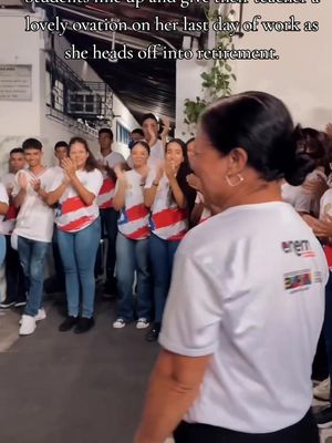 TEARS: Students line up and give their teacher a lovely ovation on her last day of work as she heads off into retirement