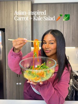 Made a yummy rainbow salad + kale salad 🥗 & yall, NO NOTES High in fiber & nutrients. Save this for later!  #healthyrecipe #antiinflammatoryfood #saladrecipe #healthyfood 