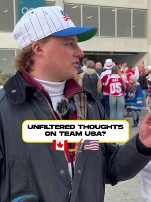 Canada fans give their thoughts on the Men’s U.S. Team! 🇺🇸🇨🇦  USA will take on Canada in the Gold Medal Match on Sunday! (Full Youtube Video out now - link in bio) #olympics #usa #canada #fyp 