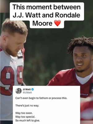 J.J. Watt posts a message after hearing about the passing of former teammate Rondale Moore. #nfl #jjwatt #moment #cardinals (via @NFLonFOX)