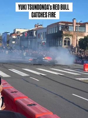 Yuki Tsunoda escaped from a burning car during a San Francisco show run 🏎️ (via IG/duanellave) #f1 #redbull