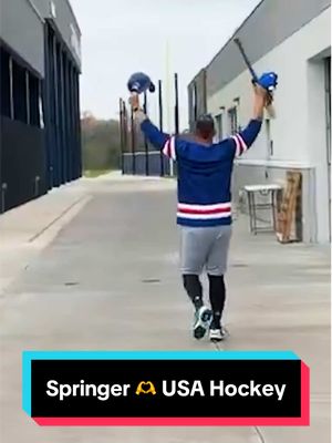 Biiig hockey guy 🏒 George Springer was AMPED UP about @USA Hockey’s gold medal win! 🥇 Via Keegan Matheson/MLB #MLB #baseball #olympics @Toronto Blue Jays 