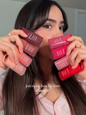 juicepop box lip tints @laneige_us @laneigeca 💗✨ ¿cuál fue tu tono favorito?  #laneige #laneigeliptint #liptint #newmakeup #lipswatch 