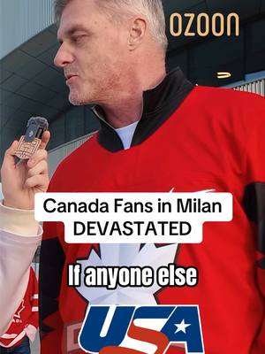 Canada fans in Milan are left GUTTED after the gold medal game.  How are we feeling right now Canada?  Fan First at the Olympics powered by @ozooncanada  #canada #teamcanada #usahockey #milanocortina2026 #olympics 