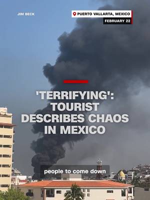 American tourist Jim Beck told CNN that the violence and chaos outside his hotel in Puerto Vallarta was "terrifying," as the Mexican military clashed with crime groups. #cnn #news #puertovallarta #mexico #cartel