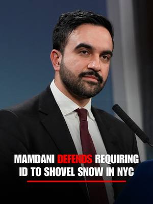 CAN'T JUST 'CUT CHECKS': NYC Mayor Mamdani defends requiring ID to shovel snow in the city, despite his party's opposition to similar requirements for voters. “Federal law requires that employers get authorization and documentation to pay people for their work. We are not allowed to just cut checks to individuals for their work.”