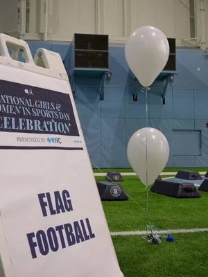 Bringing flag football to our National Girls and Women in Sports Day Celebration! 🏈 #carolinafootball #carolina #goheels #uncfootball #tarheels #CollegeFootball #cfb #girlsinsports #womeninsports 