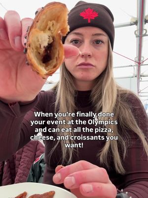 Bobsleigh is a weighted sport. Meaning you need to be a specific weight while Competiting…so unlimited cheese, pizza, and croissants was dangerous. But last day, we did what we wanted 😎 . #winterolympics #milanocortina2026 #bobsleigh #fuelling #croissant 