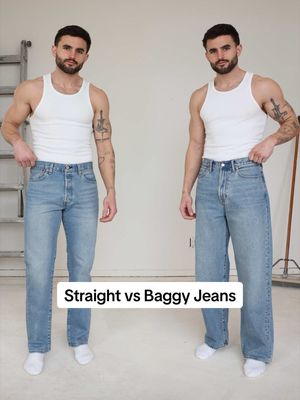 Which one looks better? Honestly, it’s a tie for me. #jeans #mensjeans #levisjeans #abercrombiejeans 