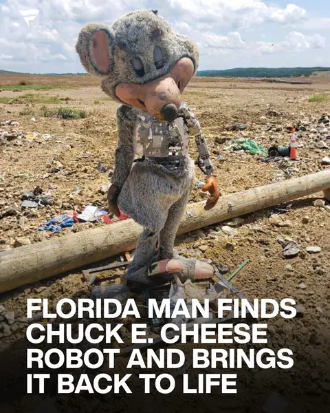 At a local landfill in Birmingham, Alabama, someone came across a discarded Chuck E. Cheese animatronic sitting among the debris. Photos surfaced online, and the internet quickly gave him a name: “Landfill Chuck.” Rather than letting him fade into obscurity, the animatronic was put up for auction. That’s when Grant - a dedicated collector and restorer - stepped in. He purchased the broken character and began the long process of bringing him back to life. From sitting in a landfill to standing fully assembled once again, Landfill Chuck got a second chance. There haven’t been any updates since, but somewhere in Florida, a once-forgotten animatronic may be powered on and waiting for his next performance. (via cecflorida/IG) 