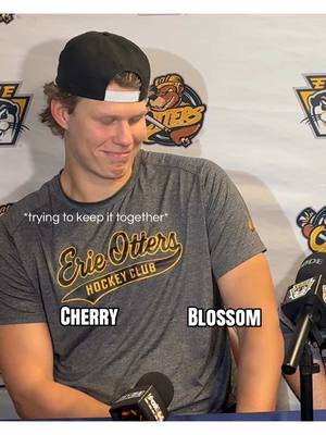 he was barely holding it together 🤣🤣 #ErieOtters #hockey #sports #eriepa #interview 