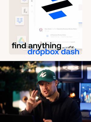 You can now search for ANYTHING across any app by just describing what you're looking for to Dropbox Dash. Think about how helpful that is. Say you're looking for a specific video or file but don't remember where you put it. No problem – you can just describe what you remember about it and Dash pulls it up instantly. That's huge for small teams. Check it out today at the link in my bio. Thank you @dropbox Dash for sponsoring this video #DropboxPartner