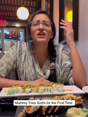 Mummy Tries Sushi for the First Time 🤣🤣 #kajalkevadiya #gujraticomedy #sushi 