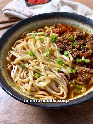 Tomato (beef) noodle soup  Ramadan series episode 7: If you’re in need of comfort in a bowl, make this! Inspired by my love for tomato soups and Taiwanese beef noodle soup. With just simple ingredients, this noodle soup will be sure to warm you up!  #asianfood #EasyRecipe #Foodie #quickrecipe