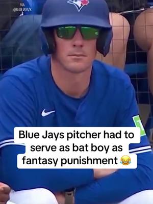 He also had to wear his 4-10 record as his jersey number 😭 (via @Toronto Blue Jays) #fantasyfootball #nfl #MLB #torontobluejays 