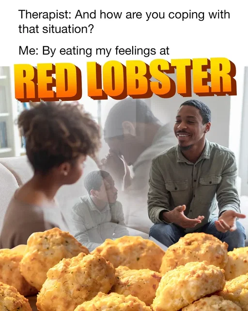 Healing your inner child one CBB at a time 🦞   #cheddarbaybiscuits #redlobster #therapy 