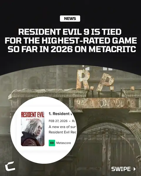 Resident Evil 9 is tied for the highest-rated game of 2026 so far on Metacritic‼️👀 The PS5 version of the game with 110 reviews has a score of 88, tied with Mewgenics. #residentevil