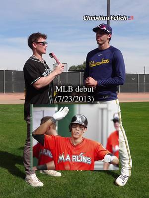 Legendary Marlins team🔥 It was dope to finally meet Christian Yelich ahead of his 14th season in MLB⚾️Yelich debuted with the Marlins in July 2013 and played with them until he got traded to the Brewers before the 2018 season🦾 Bro signed a ticket stub for me in September 2013 at Nationals Park and I’ll never forget it💯Stay tuned for so much more Spring Training content coming soon👀 #marlins #baseball #MLB #legend #goat 