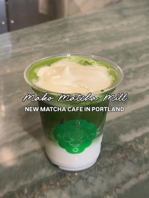 In case you’re wondering, Mako Matcha Mill @makomatchamill is worth the hype 🍵👀 This is Portland’s newest matcha cafe located in DT/Pearl District serving 12oz $4 matcha lattes & $3 matcha americanos! 🫶  I’ve been wanting to try, but there have been some crazy lines on the weekend! I went on a weekday afternoon; there was no line to pay and about a 20 min wait for the actual drink. 🍵 I heard that people waited 1.5 hours on the weekend, so going during the week is the move 😌 The drinks are hand whisked, which is always a plus. I believe they’re using matcha from Japan, but will eventually use matcha milled in store from a farm in Oregon!! 🥹 During my visit I got a 12oz jasmine matcha latte with jasmine cheese cold foam for $5.50. I prefer my matcha on the strong side & not too sweet, so their ratio was perfectttt. The matcha was strong, smooth and not bitter. 🤗 I loved the cheese foam but wish there was a little more 🥺 The staff & atmosphere was lovely as well. I saw people studying so I will definitely be back to try more drinks and hang out!! 🥰 Congrats to the owners on their successful soft opening!! 🥳 🏷️ #portlandoregon #portlandfoodie #portlandmatcha #makomatchamill #portlandeats