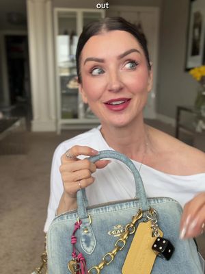 The @Coach Rowan in denim dropped yesterday and it’s so cute! The outlet I went to had quite a few large Rowan’s but the medium was limited!  Which size do you like the best?!  #coachbag 