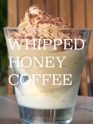 WHIPPED HONEY COFFEE // AFFOGATO ☕🍯🍦 This is literally the easiest dessert in the world, and probably the biggest taste-return on time taken. This is Whipped Honey Coffee; a creamy, sweet coffee mixture served over vanilla ice cream. 	•	Whisk 150g runny honey with an electric whisk until thickened (around 5 minutes) 	•	Add 20g good quality instant coffee and 50ml hot water. Whisk for a further 5–10 minutes until thickened 	•	Optional - add dark chocolate shavings 	•	Serve over ice cream #desserts #whippedcoffee #coffee #affogato #Recipe 