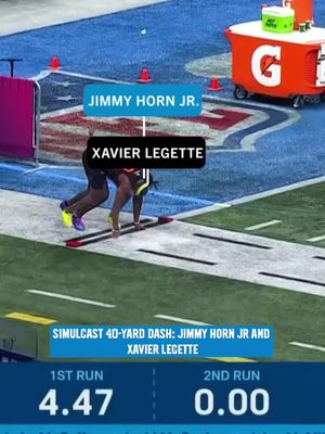 Who you got in a race? Watch 2026 Combine on NFL Network #carolina #panthers #jimmyhornjr #xavierlegette 