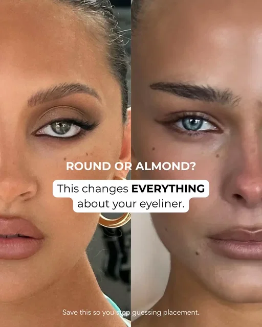 Round or almond? Most people aren’t ‘bad’ at eye makeup… they’re just placing for the wrong eye shape. Neither is better or worse, they just respond differently to placement. Where you put thickness of liner, depth of shadow and place the longest lashes affects the shape of the eye.  Follow for part 3  #artoftheeye #eyemakeup #eyefacets #taniellejai
