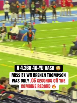 Brenen Thompson was just .05 seconds off of Xavier Worthy’s NFL combine record 🤯 #nfl #football #nfldraft #nflfootball #CollegeFootball