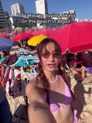 POV: You’re buying bikinis on the beach in Brazil 🇧🇷 They were right when they said not to bring any bikinis to Brazil because you can just buy them here for so cheap! 