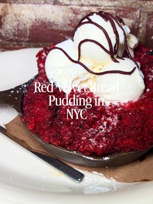 Hey Cousins!  The best #dessert in #nyc in my opinion is the red velvet #breadpudding with #icecream on top from @Jacob’s Pickles - all #nycfoodies should know how insane this warm, gooey, sweet, soft treat topped with cold creamy vanilla ice cream ❤️🍞🍦