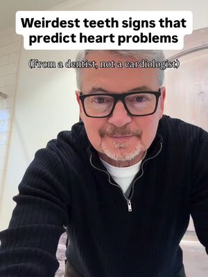 If your dentist only checks for cavities, you’re getting half an exam. Some of the earlier warning signs of heart disease show up in your mouth before they show up in bloodwork. Save this for your next dentist appointment and ask them about… 1. Bleeding gums. Chronic periodontal inflammation raises hs-CRP, the same marker cardiologists use to assess cardiovascular risk. 2. Loose or shifting teeth — the bone loss in your jaw shares the same inflammatory pathway driving calcification in your arteries. If one is happening, check the other. 3. Gums that stay red no matter how well you brush — your immune system is stuck in overdrive. That same inflammation damages blood vessel walls. Step one of atherosclerosis. 4. Bad breath that won’t quit — can signal overgrowth of P. gingivalis, a pathogen found inside arterial plaques. This stuff travels to other body paths including the heart. 5. Scalloped tongue — a sign of sleep-disordered breathing, which is associated with heart attack, stroke, and AFib. 6. Teeth worn flat or cracking — bruxism is often your body fighting to keep a collapsing airway open. A night guard will protect your teeth but could make the grinding worse, damaging your jaw, and ignore the root cause, a sleep disorder causing wear and tear on the heart. 7. Dry mouth when you wake up — could indicate you’re mouth breathing at night, which reduces nitric oxide production and puts your cardiovascular system under stress. Oral bacteria enter your bloodstream through inflamed gums and have been found inside arterial plaques. The inflammatory pathways are the same. The association is well-established — and most dental exams still don’t screen for it. Save this and send it to someone who grinds their teeth at night. 👉Follow for more secrets I’ve learned from 40 years of dentistry.