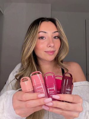 swatching the new @laneigeca juicepop box lip tints 👄🍓🧃🍒 #laneigejuicepopboxliptint #laneige #liptint #makeup #makeupcreator 
