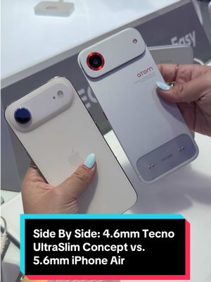 The difference 1 whole millimeter can make! But no charging port in this concept? 👀📲 #tecno #iphoneair #slimphone #mwc2026 #conceptphone @PCMagOfficial 