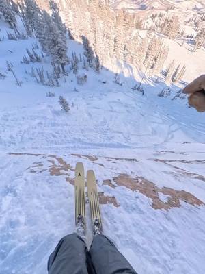 Check for rocks, jump off rock, stomp on some snow #ski #skiing 