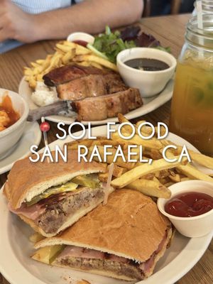 The Puerto Rican spot Bad Bunny brought 80 people to! 👀🇵🇷 Long before we heard about the Bad Bunny story, we randomly found Sol Food on a trip to San Rafael because everyone kept recommending it. We tried it, loved it, and now we make it a point to stop by anytime we’re nearby.  The food is pure comfort and the inside feels bright, welcoming, and full of life. It does get packed, so grabbing it to-go is always a solid move. Here’s what we got: 🥓 3 Ribs combo w/ fries, black beans & salad - $16.95 🦐 Camarones Criollos - $12.25 🥪 Cubano - $16.90 🍍 Pudin de Pina - $6.25 🍋 Limonada Fresca - $6.25 🍊 Ponche - $6.25 📍Sol Food - 903 Lincoln Ave, San Rafael, CA 94901