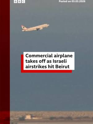 The aircraft was seen taking off after Israeli airstrikes hit the Lebanese capital on Tuesday. #Beirut #Lebanon #MiddleEast #Airplane #Israel #News #BBCNews