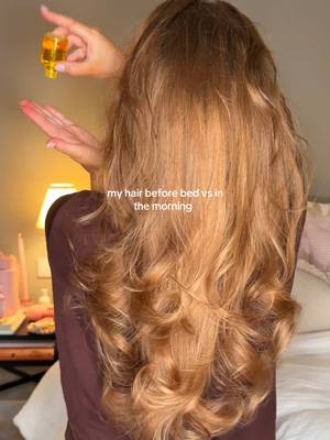 my hair before bed vs in the morning ☁️🎀 I’ve been doing some form of heatless curls almost every night for 6 years now and it honestly works so well + keeps your hair so much healthier than using heat tools  products @Kérastase 8h magic night serum* @Olaplex no.7 bonding oil* (*pr products) #heatlesshairstyles #heatlesscurls #hairtips #hairtransformation #blowout 