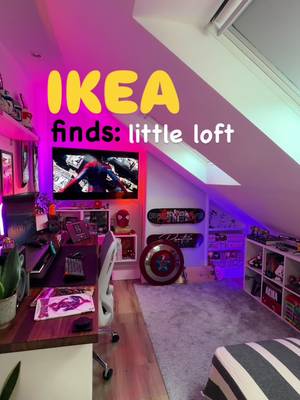 IKEA furniture that fits in my 7 square metre loft 🛋️ ➡️ Kivik 2 seater sofa  styled with Kivik footstool with storage  ➡️ Karlby worktop (walnut) styled with Alex drawer unit  ➡️ Flysta shelving unit  #ikeahack #ikea #desksetup #roominspo #bedroomideas