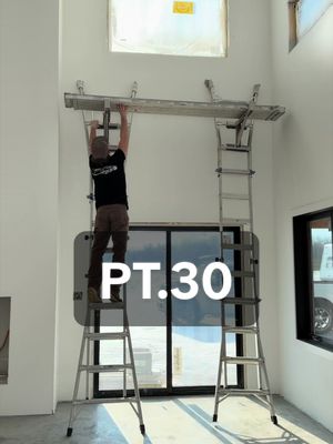 PT.30 Trimming tall wall windows #DIY #fyp #series #customhome #modernhome 