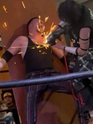 Handyman Jake Gray lets SPARKS FLY at CZW 27 towards  @Nicco Grey 🔥🎇🛠️🪚 #niccogrey #jakegray #czw #hardcore #wrestlingtok 