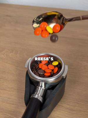 Adding Reese’s Pieces to an espresso shot 