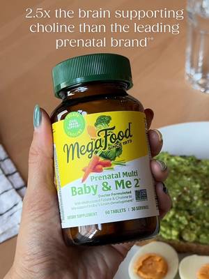 A small daily moment that makes a big difference for you and your baby. 💚 Rigorously tested and thoughtfully crafted with real food + key nutrients to support optimal nutrition before & during pregnancy.† †These statements have not been evaluated by the FDA. This product is not intended to diagnose, treat, cure, or prevent any disease. *Based on the leading prenatal brand in Total Dollar Sales, Total US MUL0, 52WE 02.22.25. 273% more choline than leading prenatal brand. 300mg of choline per serving vs. 110mg per serving.
