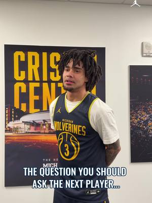 Asking the hard hitting questions here 🤣 #goblue #fyp #michigan #basketball